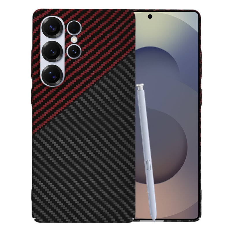 Husa Samsung Galaxy S25 Ultra Techsuit Carbonite FiberShell, rosu inchis