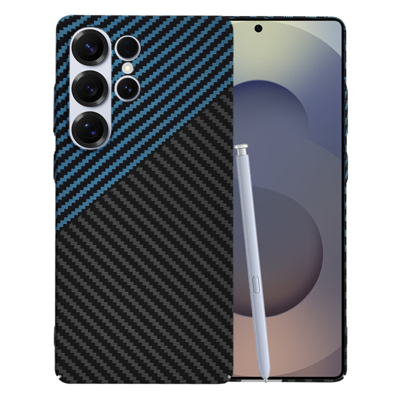 Husa Samsung Galaxy S25 Ultra Techsuit Carbonite FiberShell, bleu