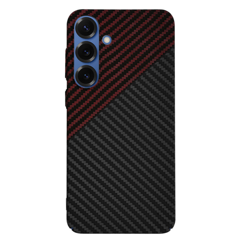 Husa Samsung Galaxy S25 Techsuit Carbonite FiberShell, rosu inchis