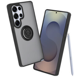 Husa Samsung Galaxy S25 Ultra Techsuit Glinth cu inel suport stand magnetic, negru