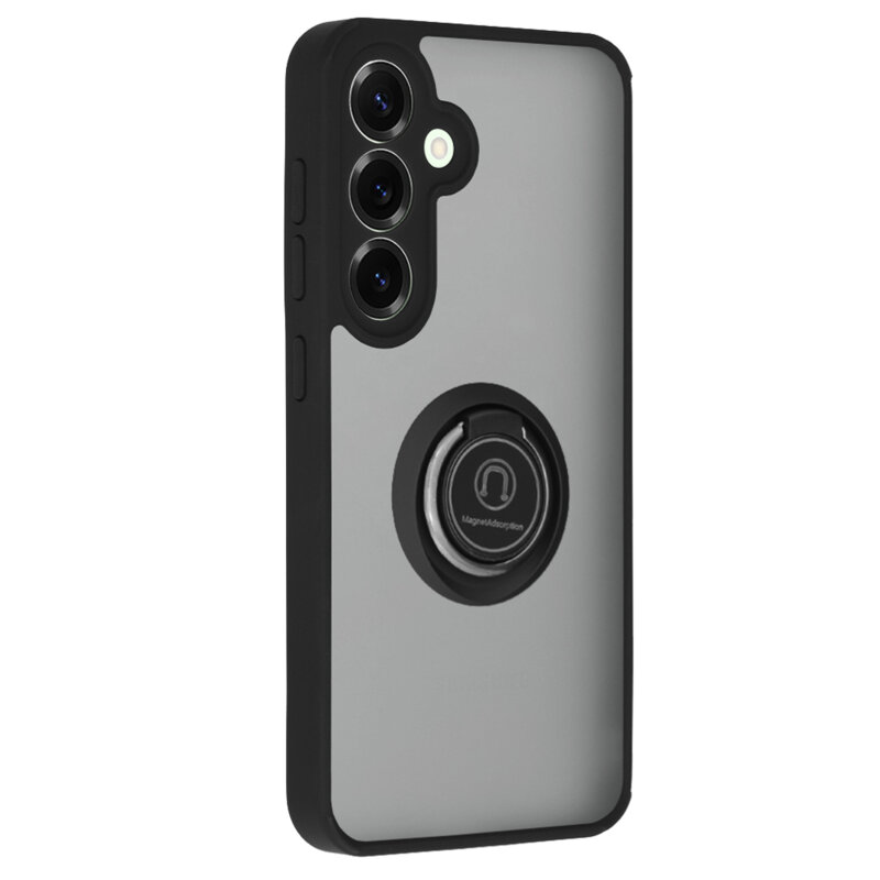 Husa Samsung Galaxy S25 Plus Techsuit Glinth cu inel suport stand magnetic, negru