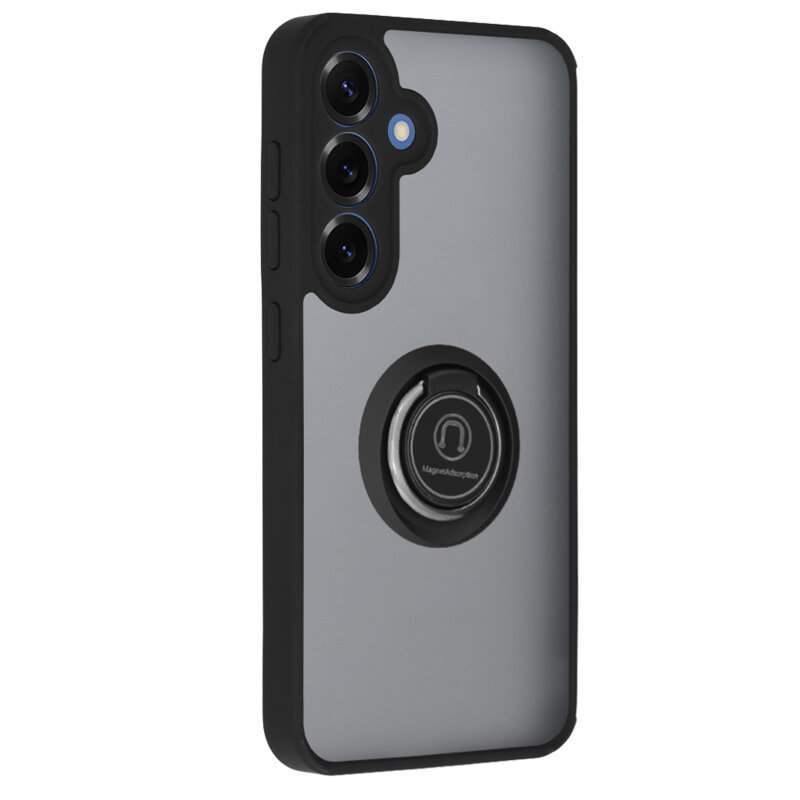 Husa Samsung Galaxy S25 Techsuit Glinth cu inel suport stand magnetic, negru