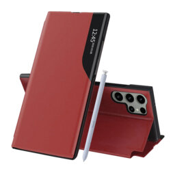 Husa Samsung Galaxy S25 Ultra Eco Leather View flip tip carte, rosu