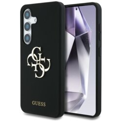Husa Guess Samsung Galaxy S25 Silicone 4G Big Metal Logo, negru, GUHCS25SS4SMDK