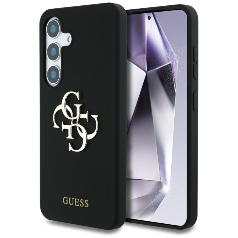 Husa Guess Samsung Galaxy S25 Silicone 4G Big Metal Logo, negru, GUHCS25SS4SMDK