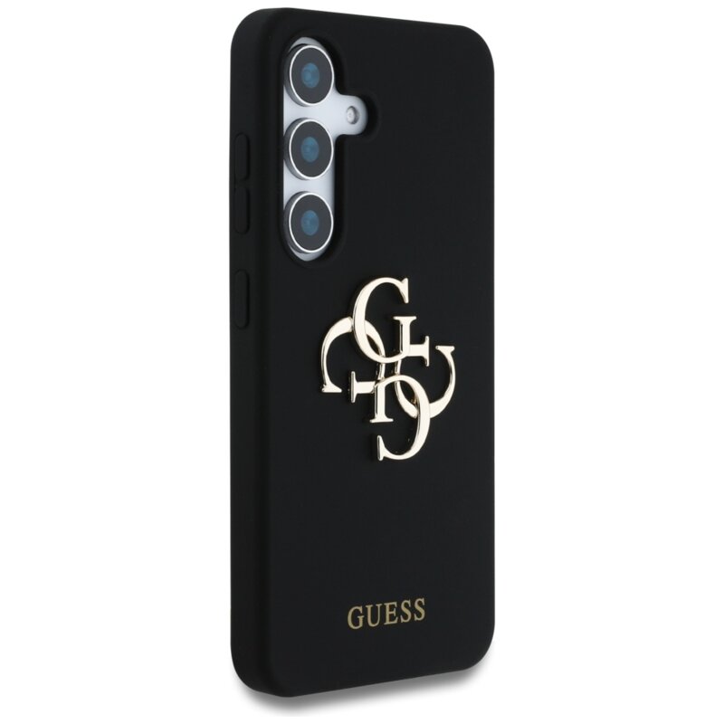 Husa Guess Samsung Galaxy S25 Silicone 4G Big Metal Logo, negru, GUHCS25SS4SMDK