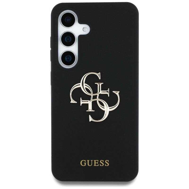 Husa Guess Samsung Galaxy S25 Silicone 4G Big Metal Logo, negru, GUHCS25SS4SMDK