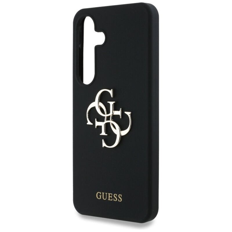 Husa Guess Samsung Galaxy S25 Silicone 4G Big Metal Logo, negru, GUHCS25SS4SMDK