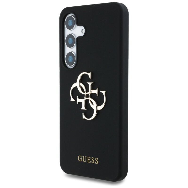 Husa Guess Samsung Galaxy S25 Ultra Silicone 4G Big Metal Logo, negru, GUHCS25LS4SMDK