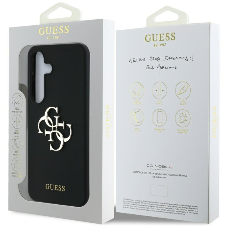 Husa Guess Samsung Galaxy S25 Ultra Silicone 4G Big Metal Logo, negru, GUHCS25LS4SMDK