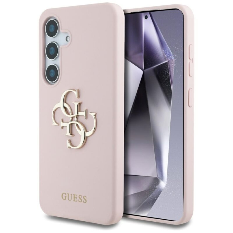 Husa Guess Samsung Galaxy S25 Silicone 4G Big Metal Logo, roz, GUHCS25SS4SMDP