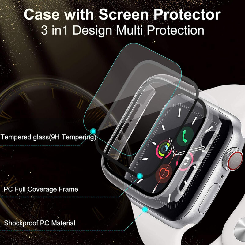 [Pachet 360°] Husa + folie Samsung Galaxy Watch4 40mm Techsuit Defense, negru
