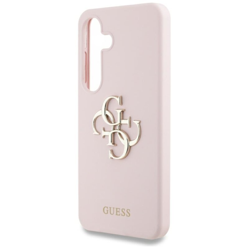 Husa Guess Samsung Galaxy S25 Ultra Silicone 4G Big Metal Logo, roz, GUHCS25LS4SMDP