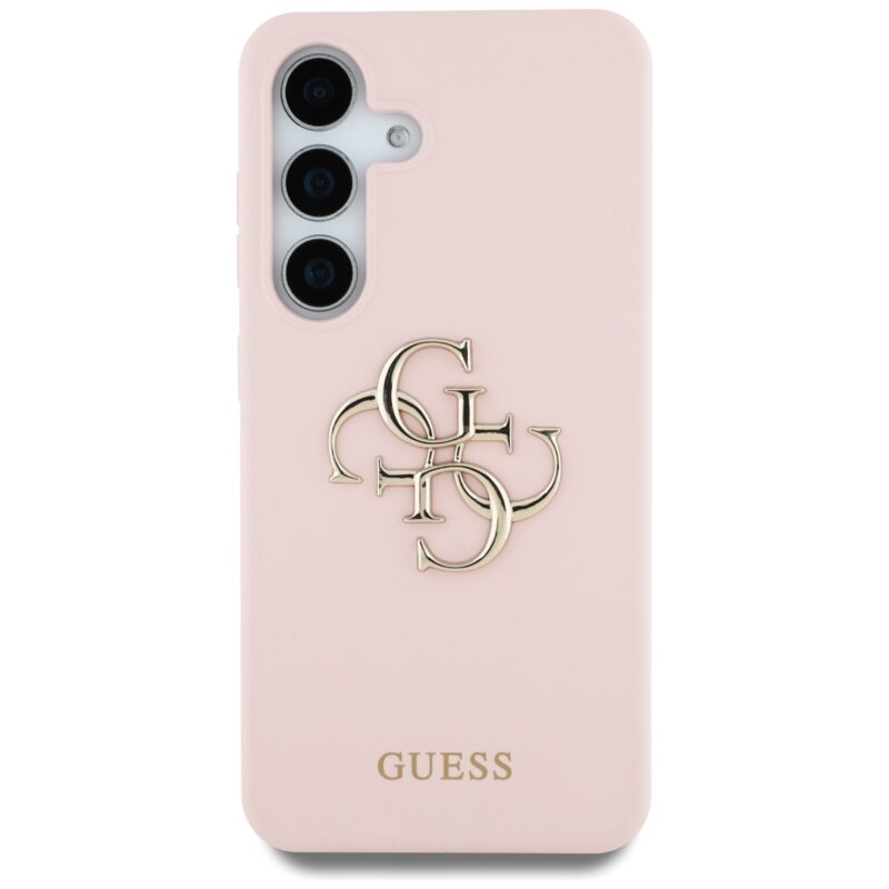 Husa Guess Samsung Galaxy S25 Ultra Silicone 4G Big Metal Logo, roz, GUHCS25LS4SMDP