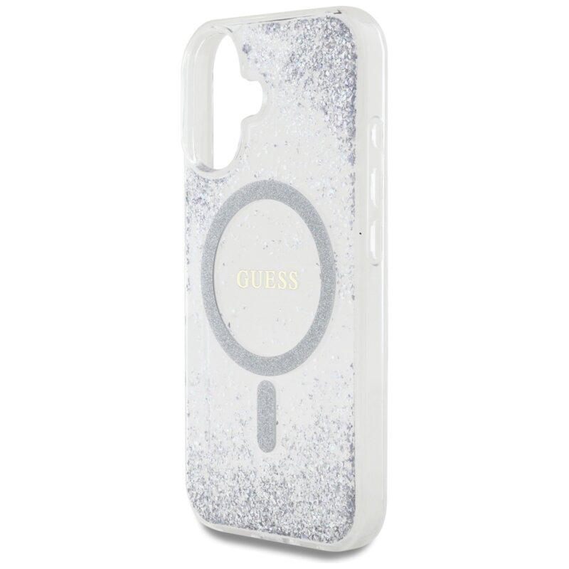 Husa originala Guess iPhone 16 Hardcase Resin Gradient Glitter MagSafe, argintiu, GUHMP16SRGRGES
