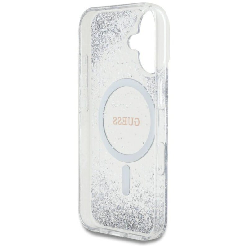 Husa originala Guess iPhone 16 Hardcase Resin Gradient Glitter MagSafe, argintiu, GUHMP16SRGRGES
