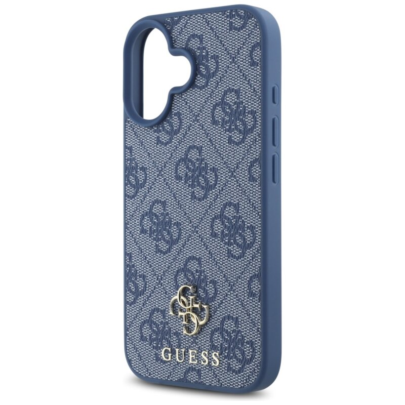 Husa iPhone 16 Guess 4G Small and Classic Logo MagSafe, albastru, GUHMP16SP4SM4MB