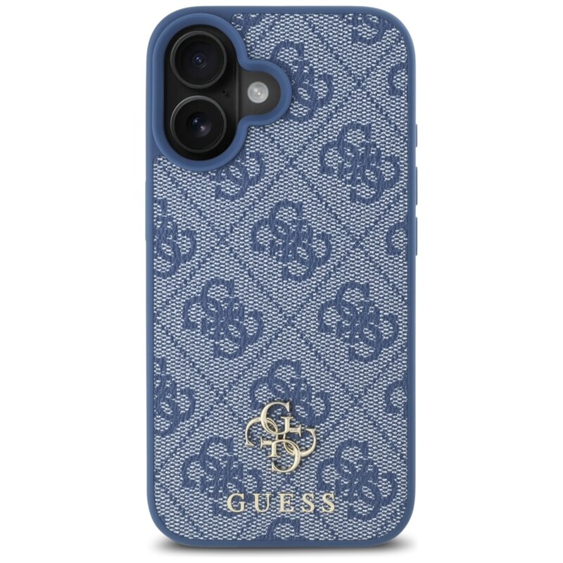 Husa iPhone 16 Guess 4G Small and Classic Logo MagSafe, albastru, GUHMP16SP4SM4MB