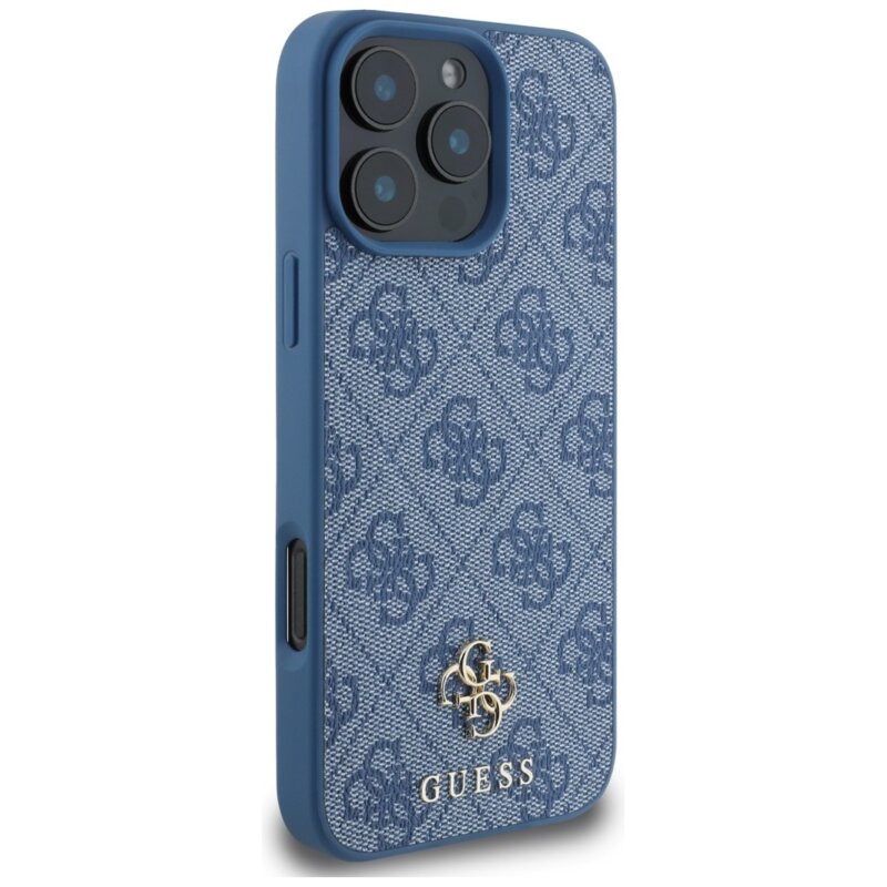 Husa iPhone 16 Pro Max Guess 4G Small and Classic Logo MagSafe, albastru, GUHMP16XP4SM4MB