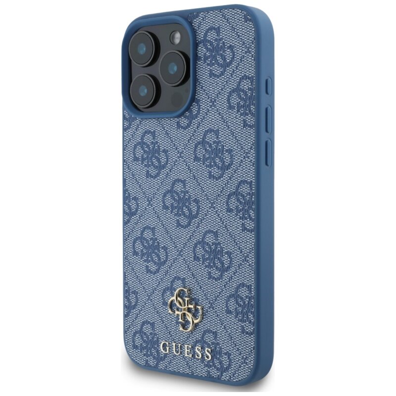 Husa iPhone 16 Pro Max Guess 4G Small and Classic Logo MagSafe, albastru, GUHMP16XP4SM4MB