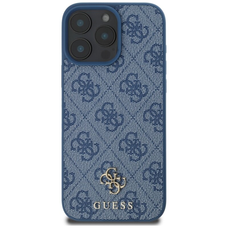 Husa iPhone 16 Pro Guess 4G Small and Classic Logo MagSafe, albastru, GUHMP16LP4SM4MB