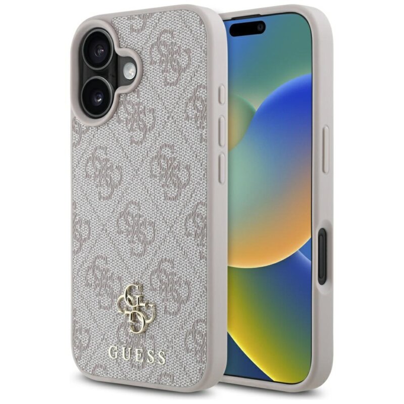 Husa iPhone 16 Guess 4G Small and Classic Logo MagSafe, roz, GUHMP16SP4SM4MP