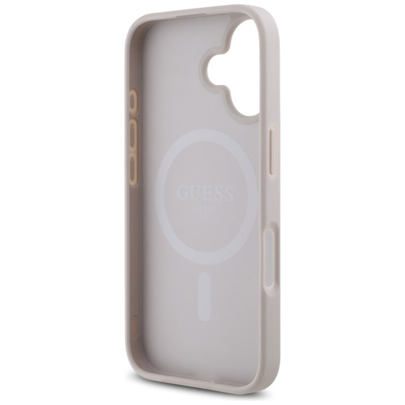 Husa iPhone 16 Guess 4G Small and Classic Logo MagSafe, roz, GUHMP16SP4SM4MP