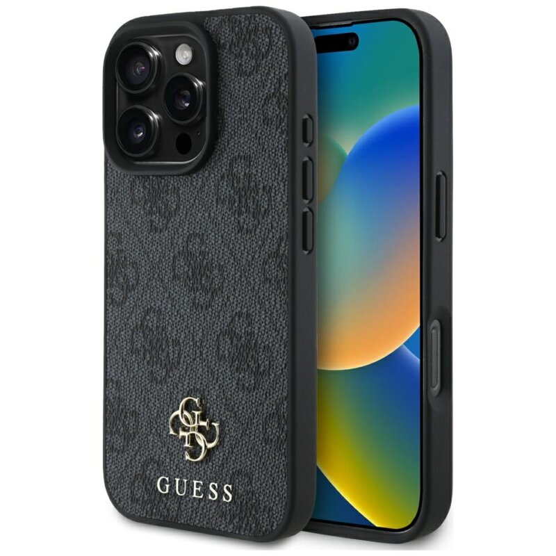 Husa iPhone 16 Pro Max Guess 4G Small and Classic Logo MagSafe, negru, GUHMP16XP4SM4MK