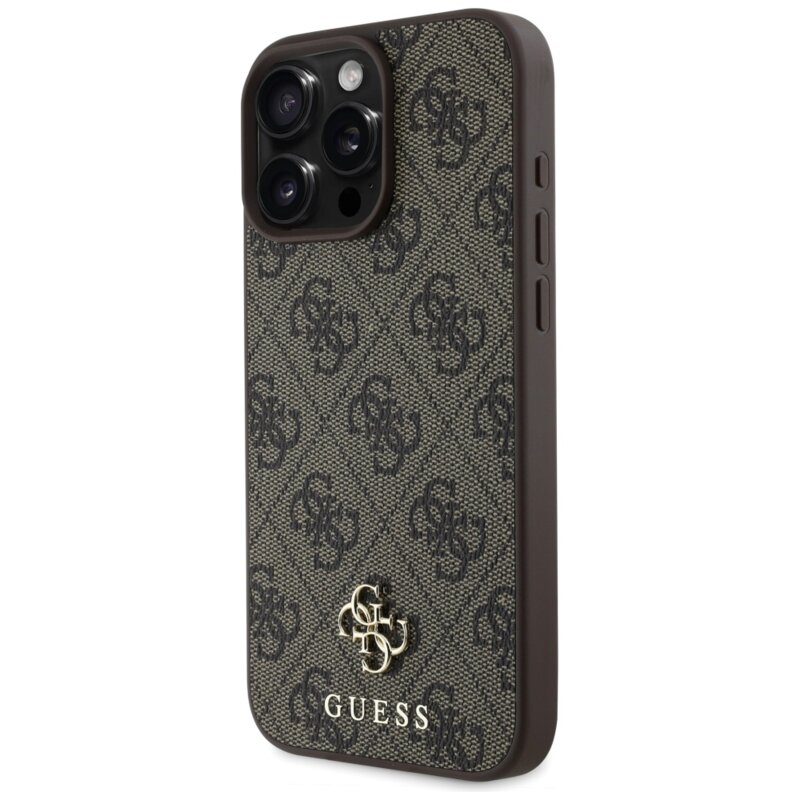 Husa iPhone 16 Pro Guess 4G Small and Classic Logo MagSafe, maro, GUHMP16LP4SM4MW