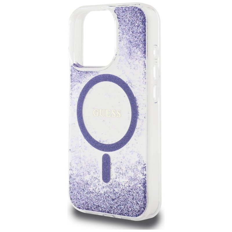 Husa originala Guess iPhone 16 Pro Resin Bottom Glitter MagSafe, mov, GUHMP16LRGRGEU