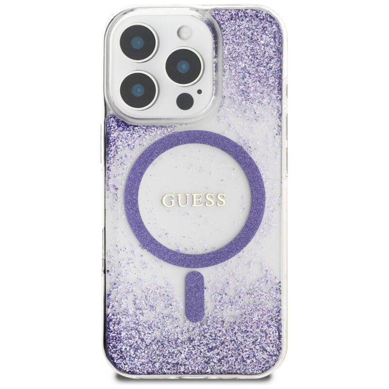 Husa originala Guess iPhone 16 Pro Resin Bottom Glitter MagSafe, mov, GUHMP16LRGRGEU