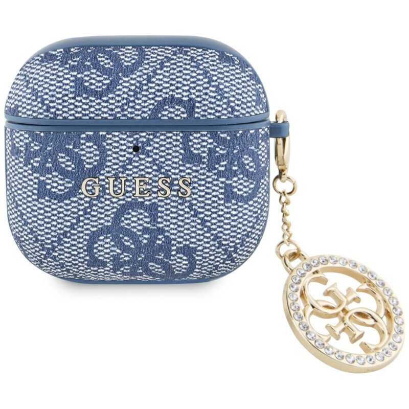 Husa Apple AirPods 4 Guess 4G Strass Charm Collection, bleu, GUA4P4E4CDB