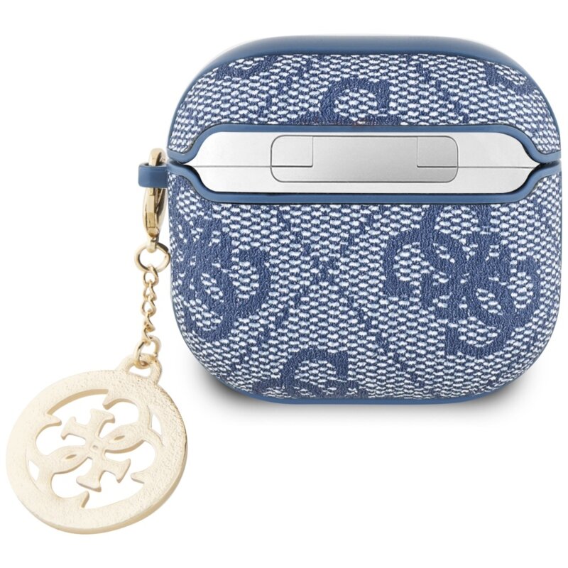 Husa Apple AirPods 4 Guess 4G Strass Charm Collection, bleu, GUA4P4E4CDB