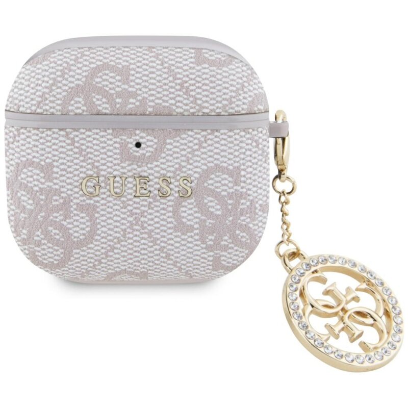 Husa Apple AirPods 4 Guess 4G Strass Charm Collection, roz, GUA4P4E4CDP