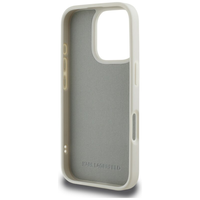 Husa originala iPhone 16 Pro Max Karl Lagerfeld 3D Design, Rubber Karl&Choupette, KLHCP16XRBCKCHLE, bej