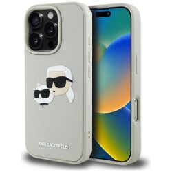 Husa originala iPhone 16 Pro Karl Lagerfeld 3D Design, Rubber Karl&Choupette, KLHCP16LRBCKCHLE, bej,