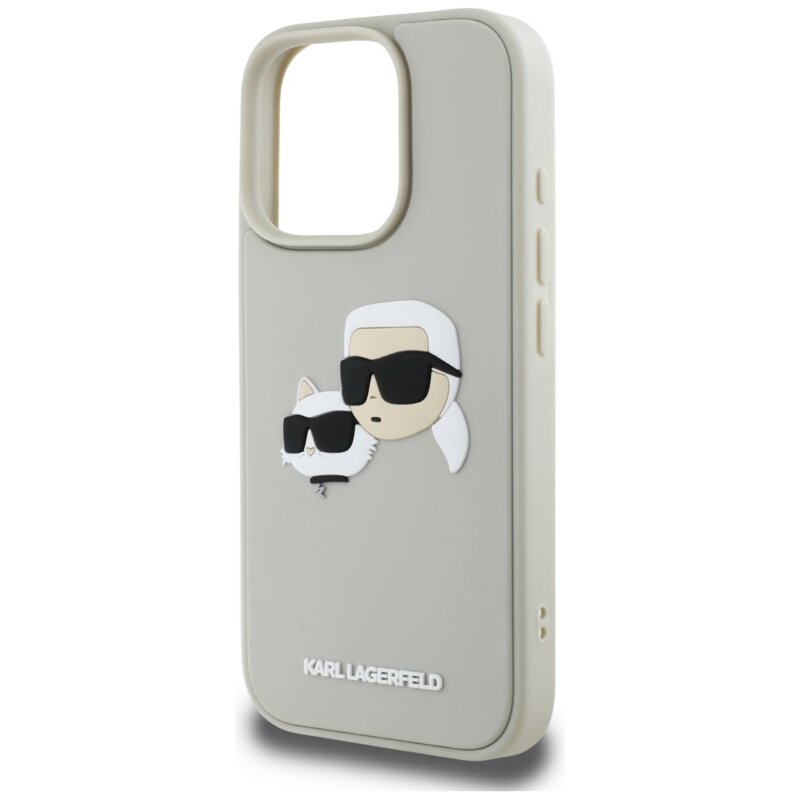 Husa originala iPhone 16 Pro Karl Lagerfeld 3D Design, Rubber Karl&Choupette, KLHCP16LRBCKCHLE, bej,