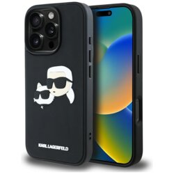 Husa originala iPhone 16 Pro Max Karl Lagerfeld 3D Design, Rubber Karl&Choupette, KLHCP16XRBCKCHLK