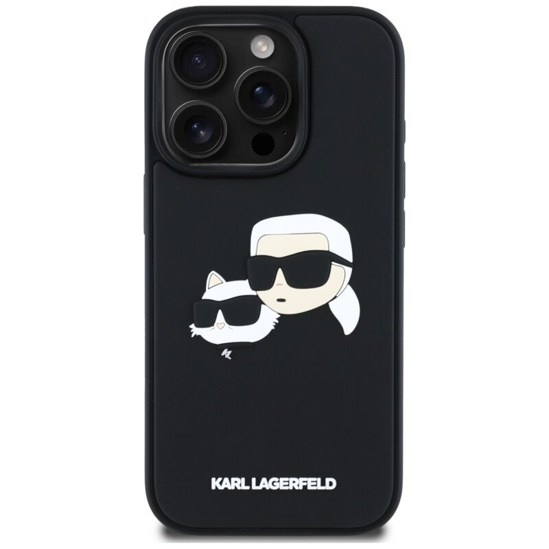 Husa originala iPhone 16 Pro Max Karl Lagerfeld 3D Design, Rubber Karl&Choupette, KLHCP16XRBCKCHLK