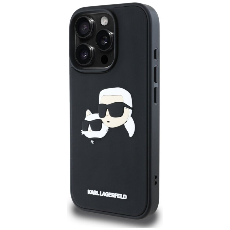 Husa originala iPhone 16 Pro Max Karl Lagerfeld 3D Design, Rubber Karl&Choupette, KLHCP16XRBCKCHLK