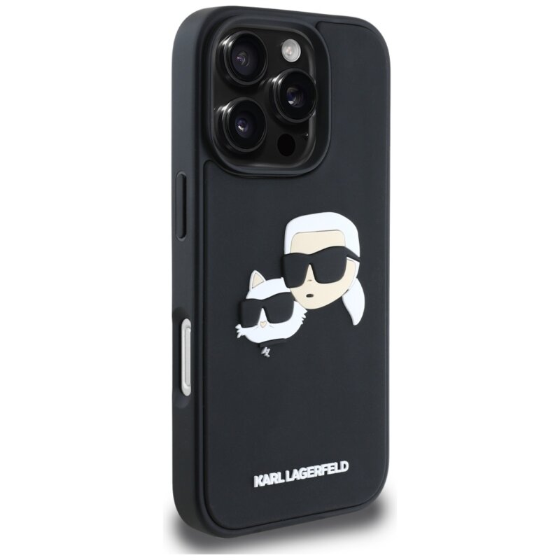 Husa originala iPhone 16 Pro Karl Lagerfeld 3D Design, Rubber Karl&Choupette, KLHCP16LRBCKCHLK