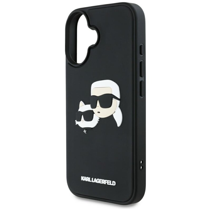 Husa originala iPhone 16 Karl Lagerfeld 3D Design, Rubber Karl&Choupette, KLHCP16SRBCKCHLK