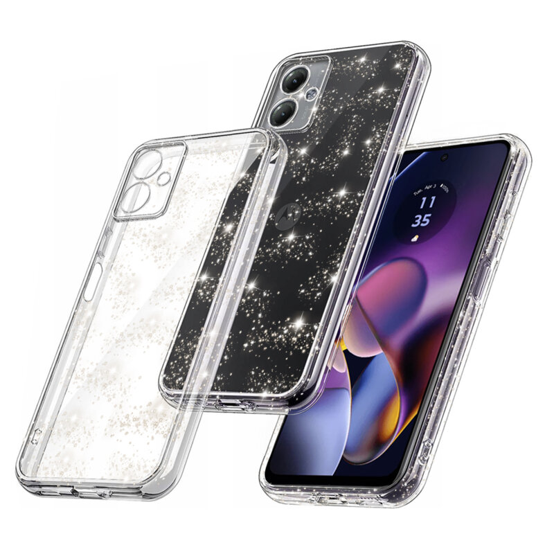 Husa sclipici Motorola Moto G54 Techsuit SparkleSkin, transparenta
