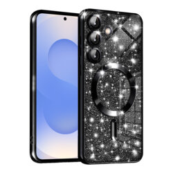 Husa premium Samsung Galaxy S25 Techsuit Luxury Glitter MagSafe, negru