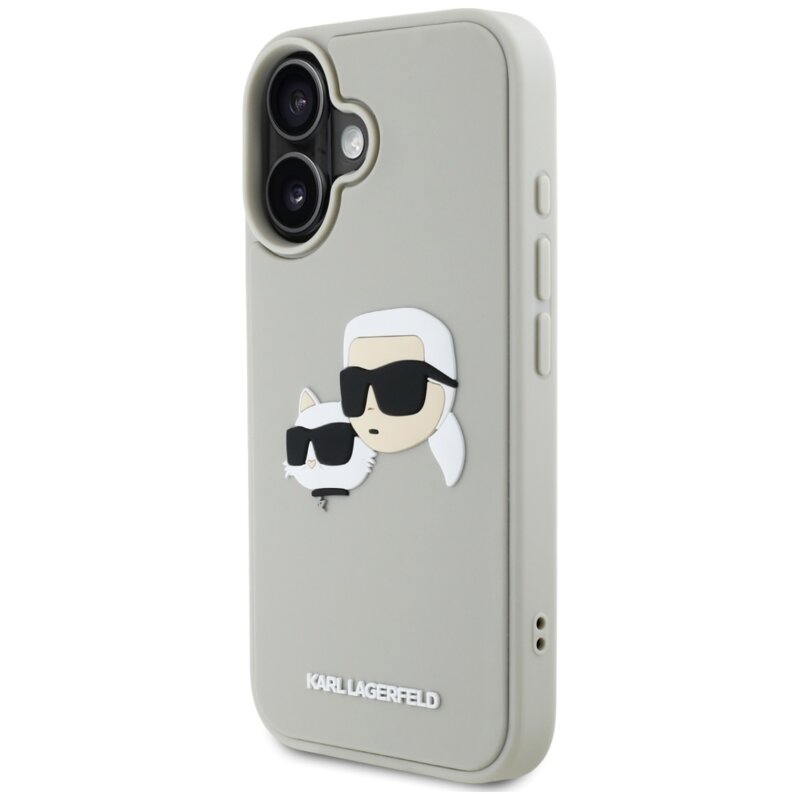 Husa originala iPhone 16 Karl Lagerfeld 3D Design, Rubber Karl&Choupette, bej, KLHCP16SRBCKCHLE