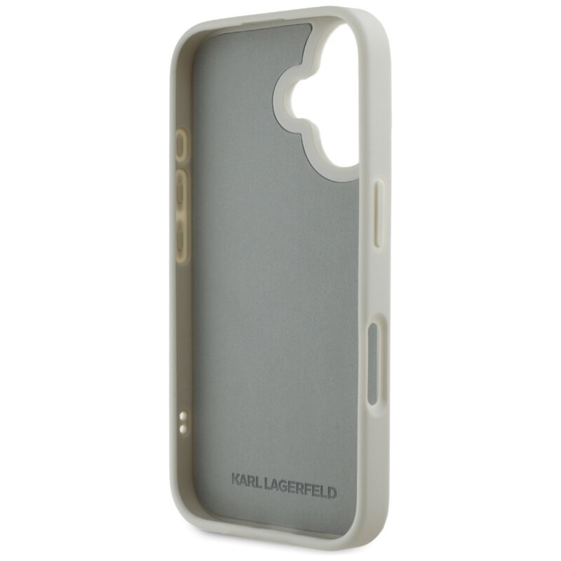 Husa originala iPhone 16 Karl Lagerfeld 3D Design, Rubber Karl&Choupette, bej, KLHCP16SRBCKCHLE