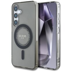 Husa Samsung Galaxy S25 originala Guess IML Rhinestones MagSafe, negru, GUHMS25SPFTDTEK