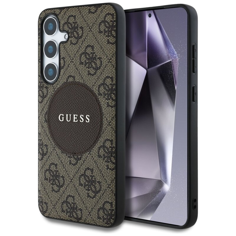 Husa Samsung Galaxy S25 Plus Guess 4G Circle Classic Logo MagSafe, maro, GUHMS25MP4PGRSGW