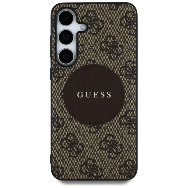 Husa Samsung Galaxy S25 Guess 4G Circle Classic Logo MagSafe, maro, GUHMS25SP4PGRSGW