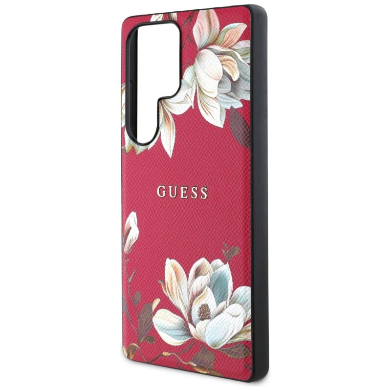 Husa Samsung Galaxy S25 Ultra Guess Grained Flowers MagSafe, fucsia, GUHMS25LPGNMPLMF